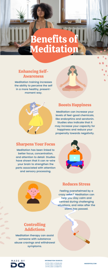 Benefits of Meditation Infographic. Infographics are one of the most popular content types for successful content marketing.