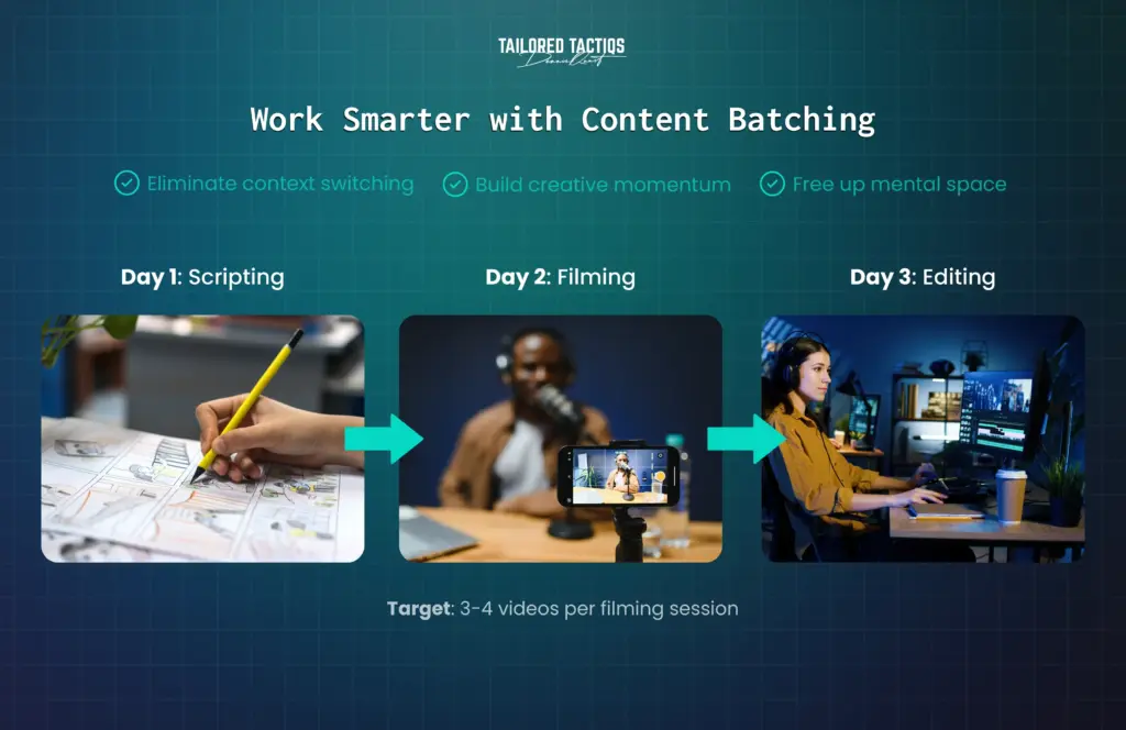 Demonstrating a workflow for smarter content batching in social media asset creation for Instagram can enhance your productivity in content creation.