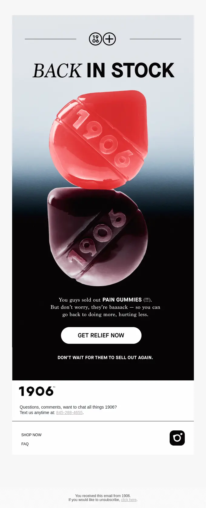 This is a sample email that notifies subscribers when products are available again.