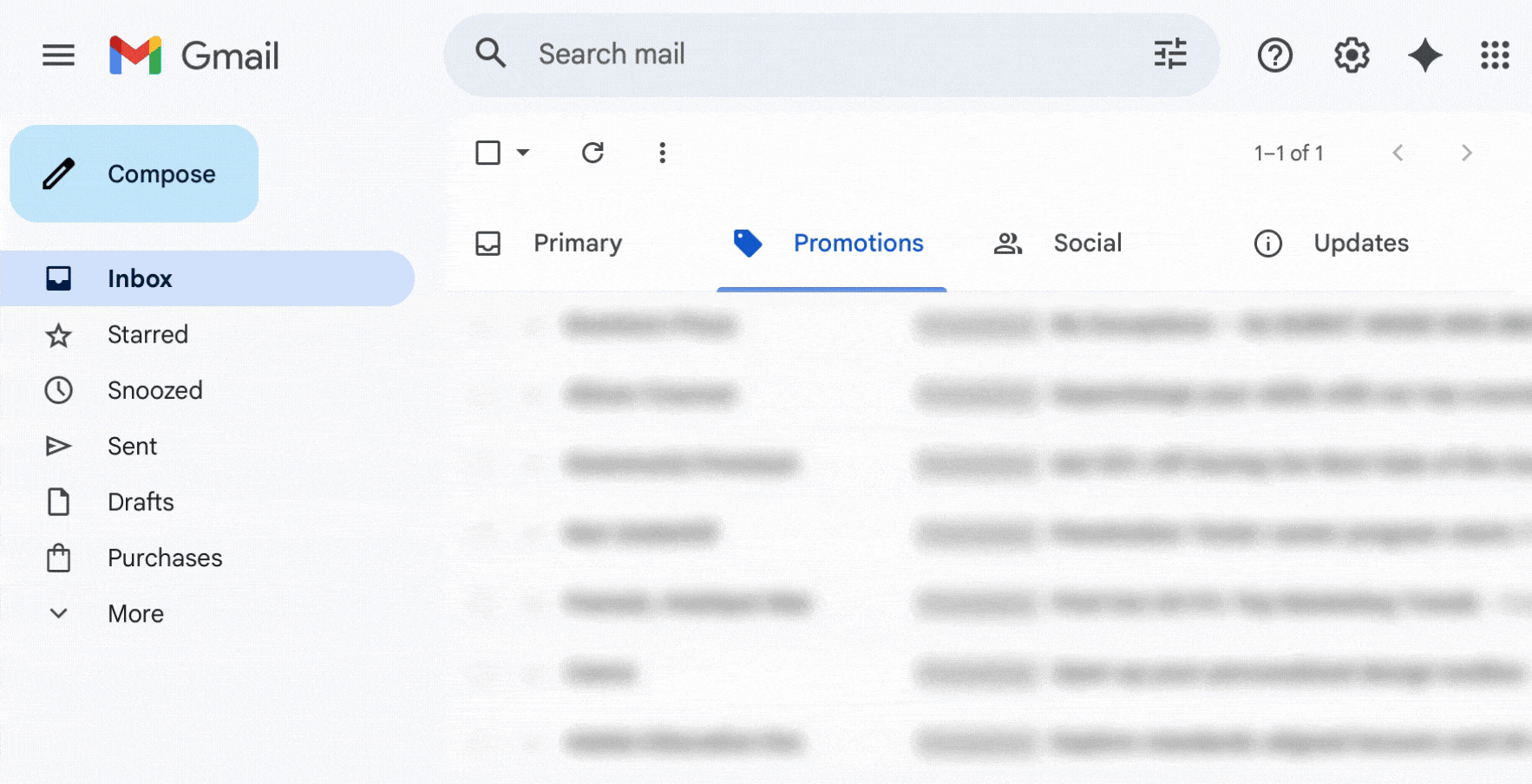 This is a screenshot showing the Promotions tab within Gmail.